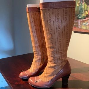 Gold Button below the knee boots.